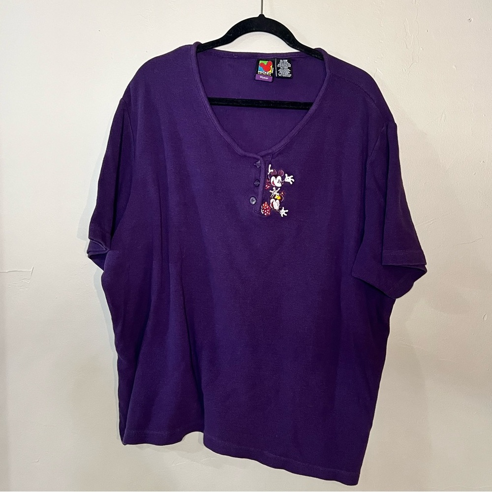 Vintage Disney Sweater Womens 26/28 Mickey Mouse 1/4 Button Up
